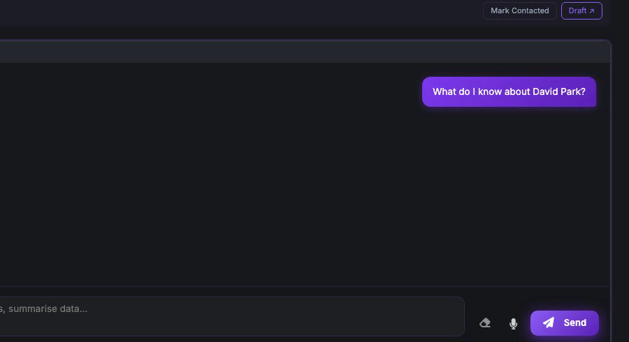 Asking the AI assistant about a contact